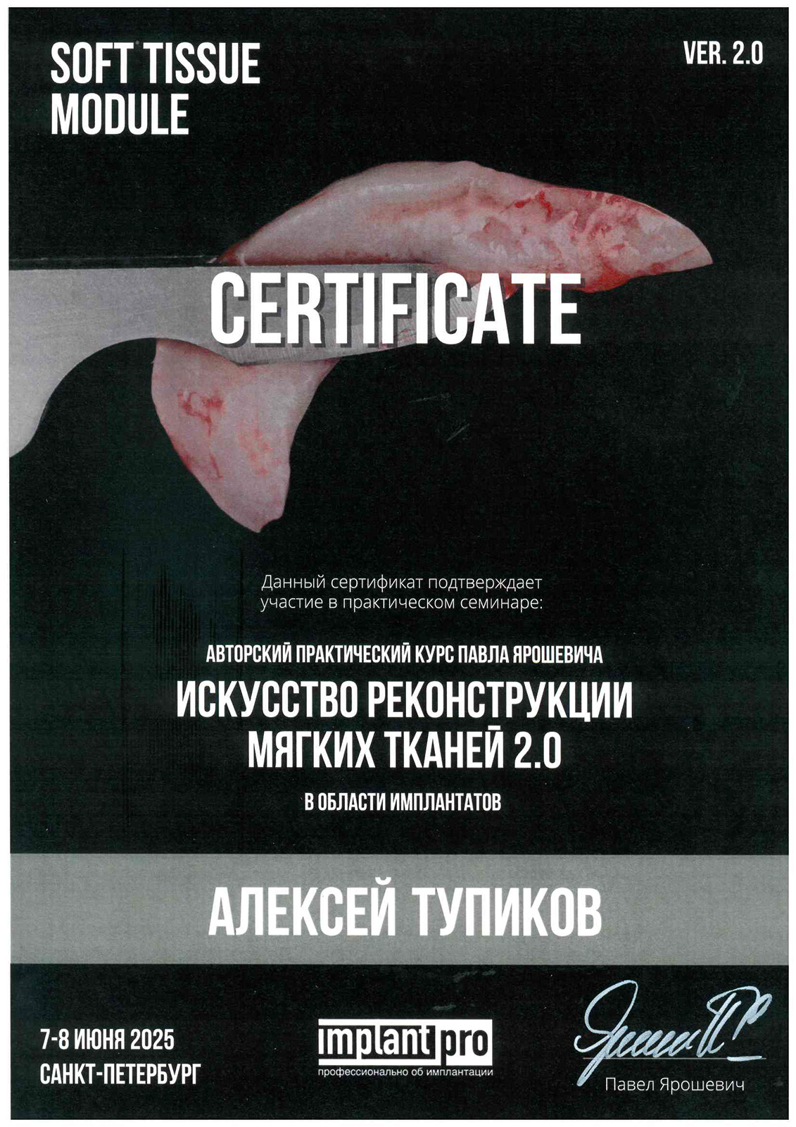 Сертификат Тупиков Алексей Сергеевич